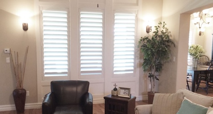 Cincinnati living room white shutters